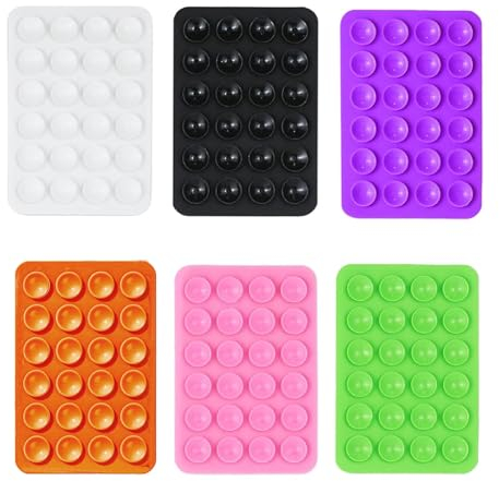 6 PCS Phone Suction Pad, Suction Phone Holder, Phone Sticky Pad Grip, Sticky Phone Grip, Silicone Suction Cup Phone Holders, Multipurpose Phone Suction Mount for Car Phone (Multicolour)
