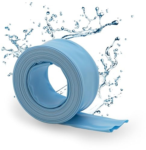 HAFIX Flachschlauch PVC Schlauch 38mm 1 1/2 Zoll, Tauchpumpe, Pumpenschlauch 1,5 Zoll, Flachschlauch 1.5, Betonschlauch 7,6 M. Gartenschlauch, Bewässerung, Flexischlauch für Garten & Bau 25ft blau.