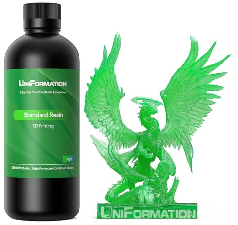 UNIFORMATION 3D Drucker Resin 3D-Druckerharz Standard Schnell UV-härtendes 3D-Harz auf Pflanzenbasis mit hoher Präzision und niedriger Viskosität Geeignet für Transparent, Klar Grün 1KG