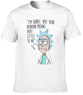 Men's Summer T-Shirt Bear Rick Morty Your Opinion TV Show Crew-Neck t-Shirt White XXL