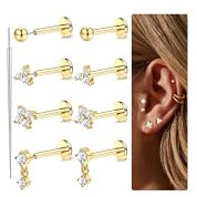 Chriscoco 18G Helix Piercings Chirurgenstahl Tragus Piercing Labret Piercing Nasenpiercing Stecker Lippenpiercing Piercing Ohr Gold Monroe Medusa Piercing 6/7/8MM