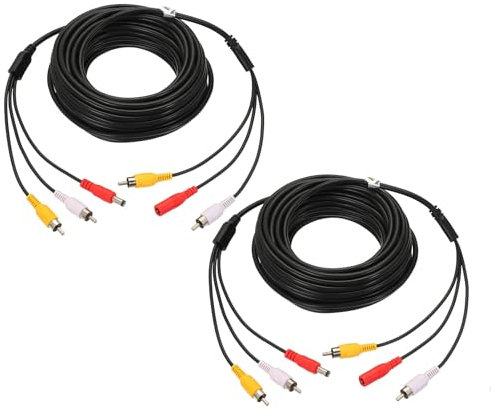 PATIKIL Power Cable 32.8Ft, 2 Pcs 2.1mm x 5.5mm RCA Male to Male Pigtail Barrel Plug Connector Cable for CCTV Security Camera Lighting Power Adapter, Black