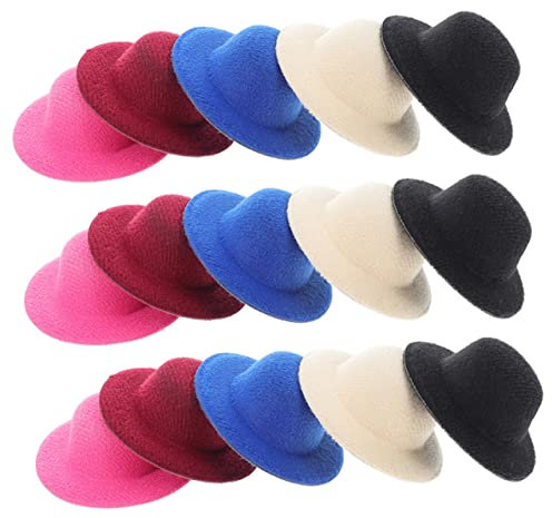 Generisch 15st Kleiner Hut Minifiguren Netz Mini-filzhüte Zum Basteln Puppenhaus Partyhut Mini-Zylinder Flaschendeckelhüte Foto-Requisite Für Bastelhüte Kleiner Zylinder Stoff