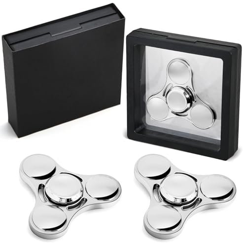 SCIONE Toupie à Main en Métal – Fidget Spinner Haute Vitesse pour Adultes & Enfants – Jouet Sensoriel Anti-Stress avec Capsules de Roulement Amovibles – Idéal pour Bureau, Salle de Classe (Blanc)