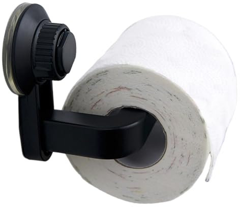 Toilettenpapierhalter mit Saugnapf, 15,2 x 7,6 x 10,2 cm, wandmontierter Toilettenpapierhalter, rostfrei, multifunktional, Toilettenpapierhalter für Küche, Bad, Bastelraum, schwarzer