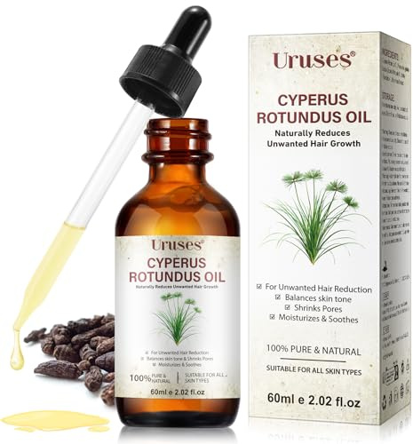 Olio di Cyperus Rotundus, Olio per rimozione dei peli Cyperus Rotundus 60ML – Ripara con peptidi, riduce la crescita dei peli e perfeziona i pori | Bloccante naturale del DHT per una pelle liscia