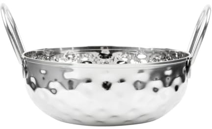 Olympia Stainless Steel Hammered Kadai Serving Dish, 150mm | Elevates tabletop presentation in commercial dining settings while resisting wear from busy food service.