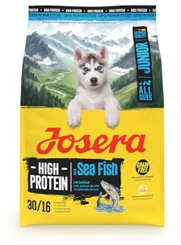 JOSERA Junior High Protein Seefisch (1 x 3 kg) | Premium Trockenfutter für aktive Hunde ab der 6. Lebenswoche | Lachs & Süßkartoffel | getreidefrei & proteinreich | L-Carnitin & Taurin | 1er Pack