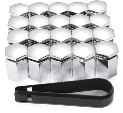 20 Stück/Satz Radmutter-Abdeckkappen Bolzenkappen Schutz Für Vauxhall/Opel Demontagewerkzeug 17mm, 17x30mm(Chrome)