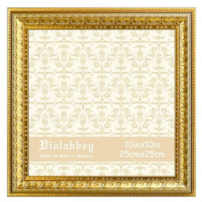 VIOLABBEY Bilderrahmen 25x25 cm Gold, Vintage-Fotorahmen