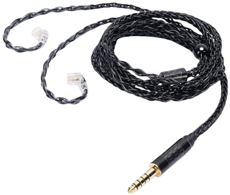 Cuifati 4.4mm Male to QDC 2 Pin Earphone Replacement Cable, 16 Core Silver Plated OFC Braided Wire for Enhanced Sound, Pre-Shaped Ear Hooks, Balanced Connector for IEM ZS10 PRO ZSN PRO