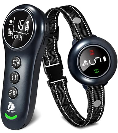 2 -en-1 Collier de Dressage Pour chien & Collier Anti Aboiement Chiens – sans Choc,3 Modes Bip/Vibration/Forte Vibration,Portée 1000m (3300ft),5 Niveaux de Sensibilité,Étanche,Adapté à Tous Les Chiens