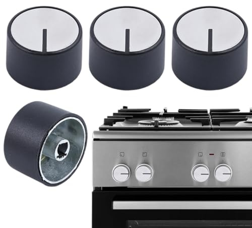 WUYJI Recambios y accesorios para cocinas eléctricas y de gas, Perilla de horno de 4 piezas perilla de estufa de 6 mm perilla de control de estufa de gas universal para estufas y hornos a gas (negro)