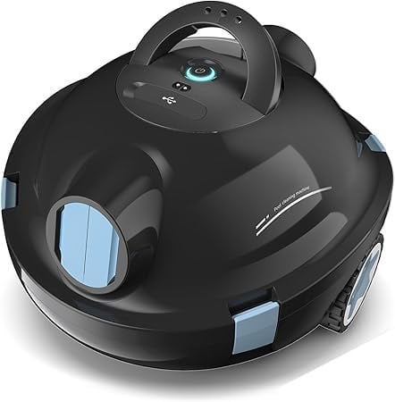 MEDOXA Robot Nettoyeur de Piscine sans Fil, aspirateur de Piscine Automatique, 120 Minutes d'autonomie, Auto-stationnement, Robot Piscine pour Fonds Plats Hors-Sol ou enterrés jusqu'à 100 m²(Noir)