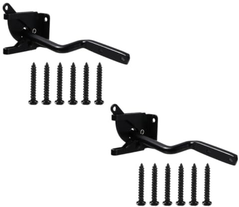 VILLFUL 2 Sets Self Locking Iron Gate Latch with Quick Release and Automatic Locking for Garden and Pool Doors, Sturdy Wood Fence Gate Lock Accessories