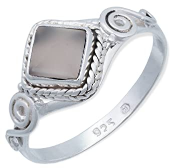 Ring 925 Silber Rosenquarz rosa Stein Edelstein echt Silber Damen Sterling Silber Geschenk (MRG-026-07-(54))