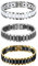 JewelryWe Schmuck 3pcs Herren Magnet Armband, Edelstahl Keramik, Fashion I Rechteck Link Magnetarmband Armreif, Silber Gold Schwarz Weiß