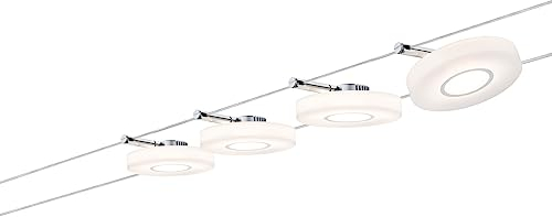 Paulmann 50109 LED Seilsystem DiscLED I Basisset Smart Home Bluetooth erweiterbar Tageslichtweiß 4x4W Satin Dimmbar Tunable White