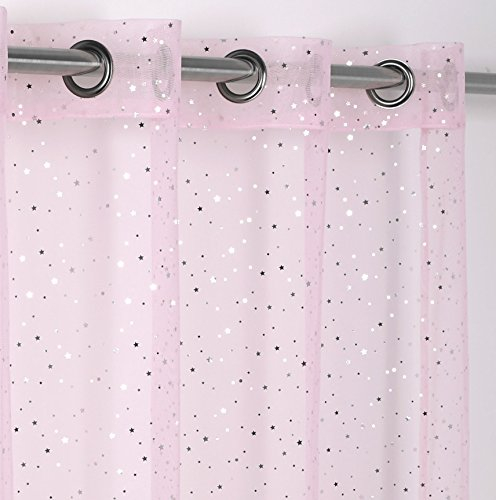 Luftiger Ösenschal Princesse mit Glitzer Sternen, Gardine mit Ösen 140x260 cm Farbe wählbar, Rose