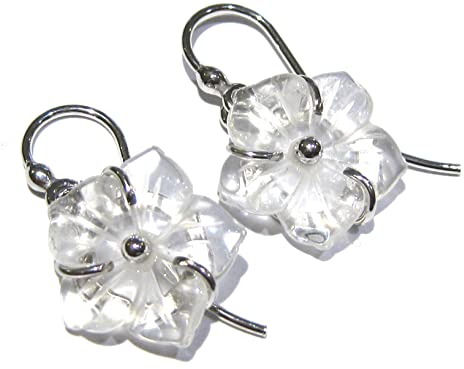 pendientes cristal de roca flor