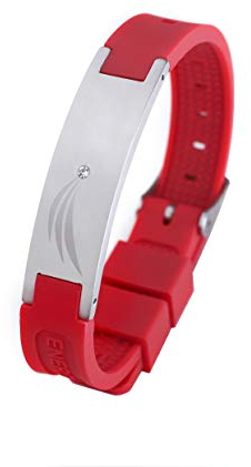 3606 Energy Bracelet Positive Ion Power Band PRO ION Silikon Magnetarmband Cola rot 3 Wings TRINITIX Design mit Swarovski Kristall gravierbar Energetix 4you 15-23 cm