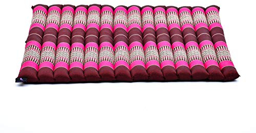 Leewadee Zabuton Rollbare Meditations-Matte Tragbare Sitzmatte Ökologisches Naturprodukt, Kapok, 70 x 70 cm, Rotbraun Pink