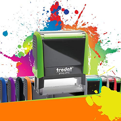 Trodat Printy 4914 - Professioneller Selbstfärbestempel mit 6 Zeilen zur Personalisierung – Textplatte 64 x 26 mm Inklusive (Grün)
