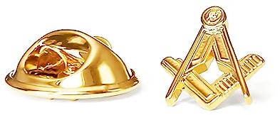 THE MASONIC COLLECTION – Winkel und Zirkel Ansteck- oder Krawattennadel – vergoldet und poliert – Kupplungsstift-Befestigung – Symbol der Freimaurerloge – Ideale Freimaurer Geschenke für Männer