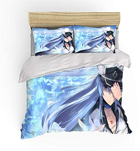 NICHIYO Akame ga Kill! Bettwäsche Set - Bettbezug und Kissenbezug,Mikrofaser,3D Digital Print dreiteiliger Bettwäsche(Bettbezug + Kissenbezüge) (2,Super King 220 * 260cm)