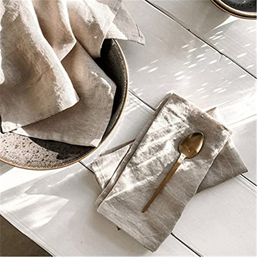SWECOMZE 6-er Pack Leinen Stoffservietten - Servietten 32 * 44cm, Hochwertige Leinenservietten handgefertigt, Nachhaltige Stoffservietten im minimalistischen Design (A)