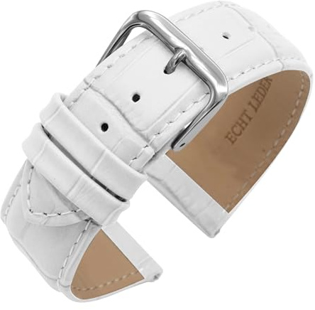 Eichmüller Uhrenarmband aus Kalbsleder, Alligator-Optik – 12/14/16/18/20/22 mm Bandbreite – Ersatzband für Damen- & Herrenuhren, Federstege inklusive - 15 Farben
