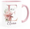 SpecialMe® Kaffee-Tasse Name Initiale Blumen Eukalyptus Floral Monogramm personalisierte Geschenke rosa Keramik-Tasse