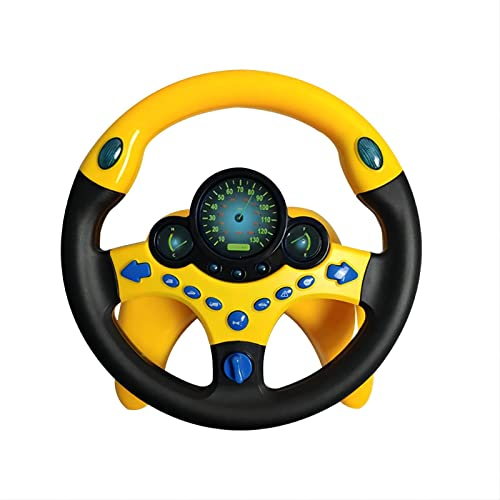 Sipobuy Kinder Lenkrad Spielzeug, Simulierter tragbarer Fahrregler mit lustigem Klang und Musik, frühes pädagogisches Geschenk für Kleinkinder/Kinder, Gelb