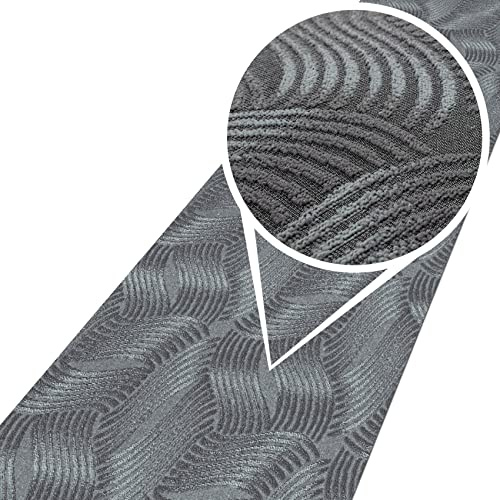 ANRO Teppich Teppichläufer Flur Schlafzimmer Küche Wohnzimmer Küchenläufer Küchenteppich rutschfest Meterware Anton Julianna Grau 50 x 200cm Neuheit