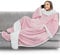 PAVILIA Fleece Blanket with Sleeves and Foot Pockets for Women Men Adults, Wearable Blanket Sleeved Throw Wrap, Plush Hug Sleep Pod Snuggle Blanket Robe, Cozy Gift Ideas Wife Mom, Light Pink, Sherpa