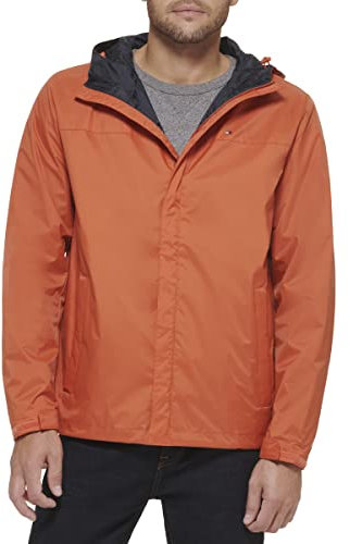Tommy Hilfiger Veste à Capuche légère, Respirante et imperméable, Bordeaux, M Homme