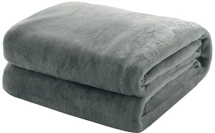 Mixibaby Kuscheldecke Flauschige extra weich & warm Wohndecke Flanell Fleecedecke, Falten beständig/Anti-verfärben als Sofadecke oder Bettüberwurf, Größe:220 cm x 240 cm, Farbe:Silber