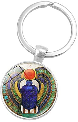CQHODFYA Porte-clés Scarabée égyptien pour Homme et Femme,Porte Clef Scarabée égyptien,Porte-clés en Alliage de Zinc pour Hommes et Femmes, Idée Cadeau (Boîte Cadeau)