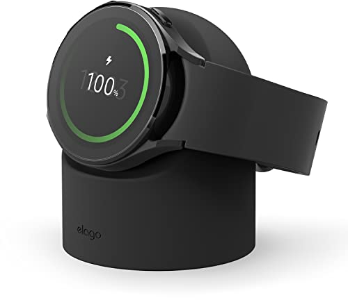elago Supporto di Ricarica Compatibile con Samsung Galaxy Watch 8/8 Classic, 7/Ultra, 6/6 Classic, 5/5 Pro (40, 43, 44, 45, 47mm) Modalità Leggio [Cavo di Ricarica Non Incluso] (Nero)