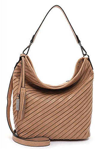 Tamaris Damen Schultertasche Lasercut Streifen Hobo Bag Julina 32023, Farbe:Beige