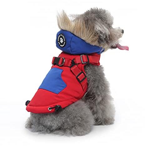 PETCUTE Hund Wintermantel mit Kapuze,Hundemantel mit Reißverschluss,Verstellbar Hunde Winterjacke für Kleine Mittelere und Große Hunde,Winter Hundejacke Hundeweste Kleidung für den Winter