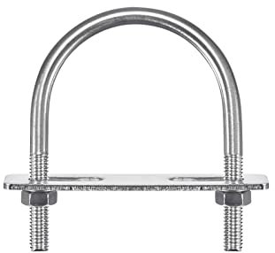 sourcing map Round U-Bolts, 65mm(2.56) Inner Width 90mm Length M8 304 Stainless Steel U Clamp Bolt with Nuts Washers and Plates, for Boat Trailer