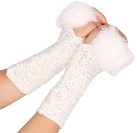 1 Paar Fingerlose Handschuhe Kunstpelz Kunstfell Armstulpen Faux Pelz Armstulpen Fell Manschetten Stricken Armlinge Ärmel Armwärmer Winter Armstulpen Pulswärmer