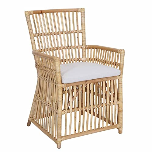 Casa Moro Rattan-Sessel SUSILA Honig mit Kissen Armlehnstuhl aus Natur-Rattan handgeflochten Boho Chic Korb-Stuhl Korb-Sessel Retro-Stuhl für Garten Terrasse Esszimmer CF3101