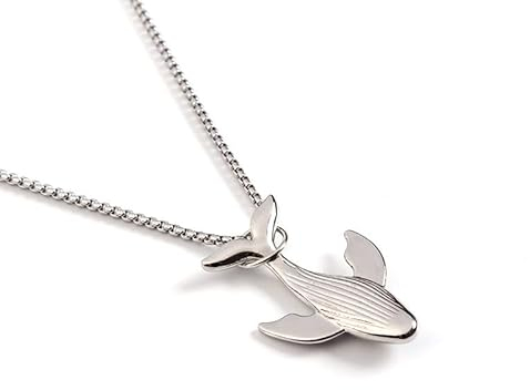 DUTACK Charm-Halskette mit blauem Wal, springender Anhänger, modische Halskette für Damen und Herren, einfache Pulloverkette, Zubehör, Schmuck, Edelstahl