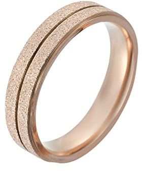 KnBoB Ringe für Verlobung, 5MM Titan Ring für Damen Herren Rosegold Breit Matt Ringe Hochzeit Größe 57 (18.1)