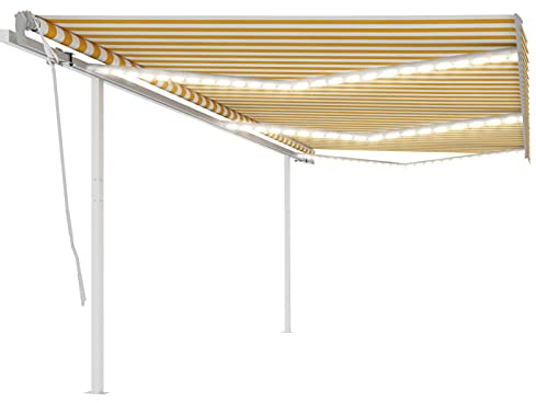 ZEYUAN Gelenkarmmarkise Einziehbar, Sichtschutz Balkon, Balkon Markise, Seitenmarkise, Klemmmarkise, Sonnenvorhang, Balkonmarkisen, 6x3,5 m Gelb und Weiß