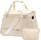 Damen Sporttasche Reisetasche Trainingstasche Weekender Sportbag mit Schuhfach Nassfach und USB-Anschluss für Sport, Fitness, Yoga, Gym, Wochenendtrip (Beige)