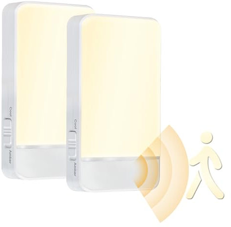 Dawnrise Night Lights Plug into Wall,Motion Sensor Light Indoor with Invisible Motion Sensor,CCT:2200K/4000K, 5/20LM Adjustable Brightness,LED Night Lights for Bedroom,Kid Room,Stairs, Hallway(2PK)