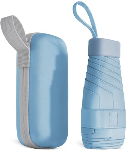 Aolso Mini Paraguas del Sol,Paraguas Plegable,Paraguas Plegable Antiviento para Hombre y Mujer Apertura y Cierre, Paraguas Plegables y Compacto Resistencia UV & Impermeable-azul